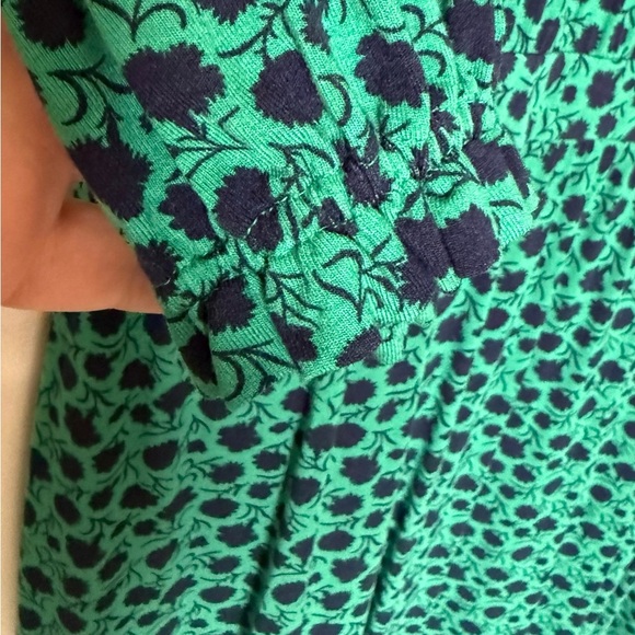 Boden Evelyn Jersey Long Sleeve Midi Dress in Green & Navy Print Size 16/18R - Picture 7 of 11